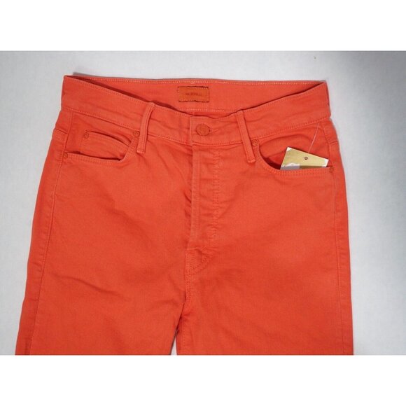 Mother Tomato Red Orange The Stunner Ankle Fray Play Date Jeans, Size 26 - Picture 5 of 15